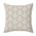 Neutral Floral Pattern Pillow | Square Decorative Pillow, Beige Leaf Motif