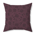 Burgundy Rose Pattern Pillow | Floral Throw Pillow, Dark Plum Botanical Cushion