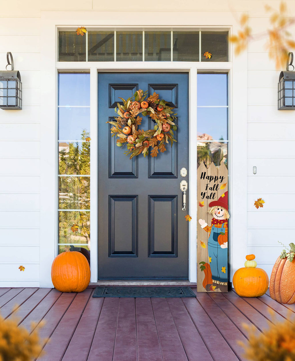 24"D Fall Pumpkin Leaf Floral Wreath