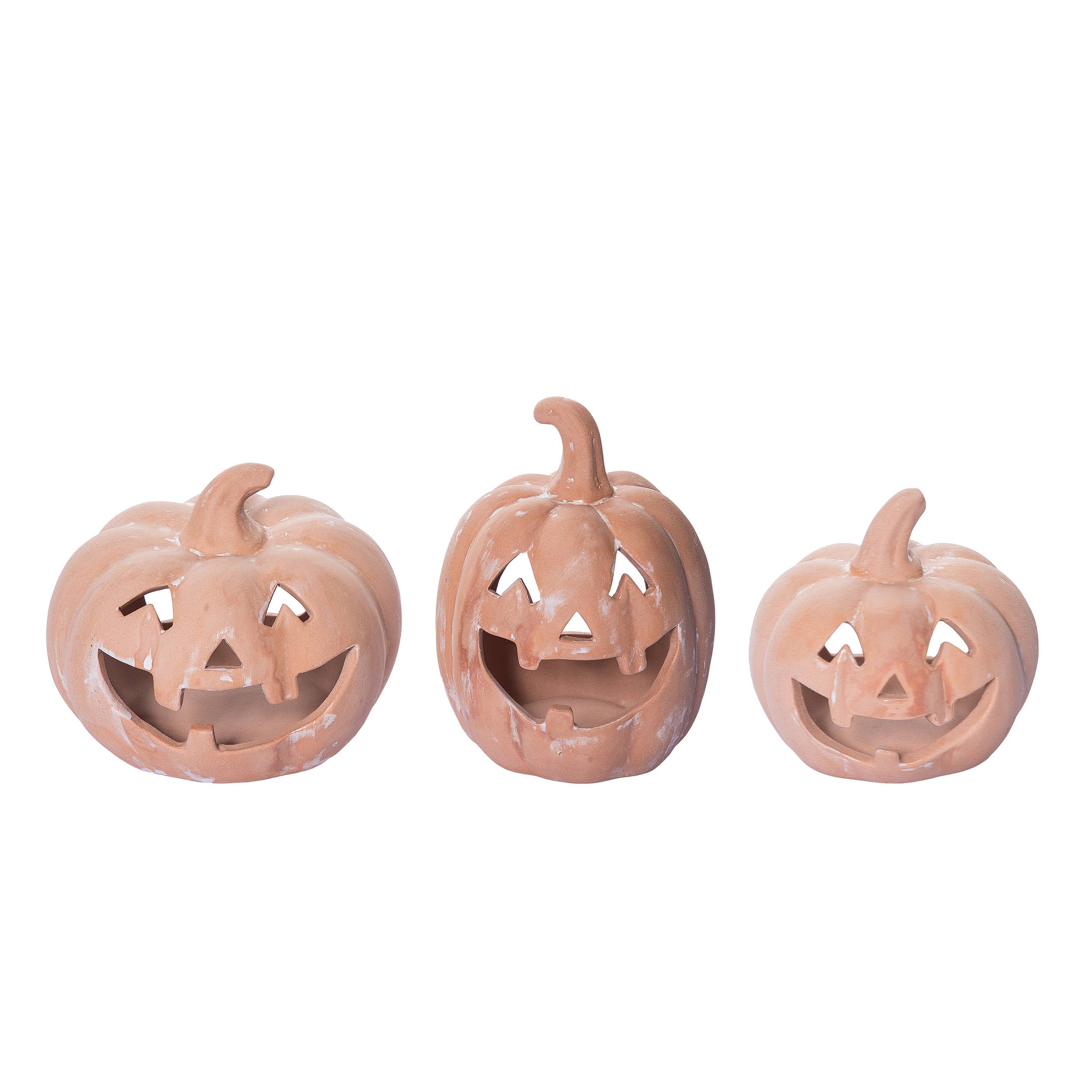 Halloween Pumpkin Candle Holder Set of 3 Resin Decor