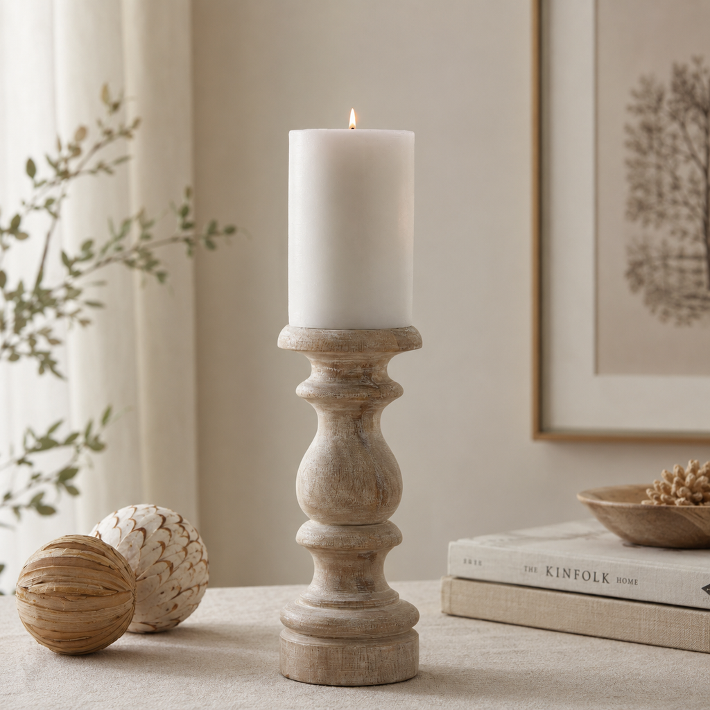 Jenny Candlestick Tall - White Washed