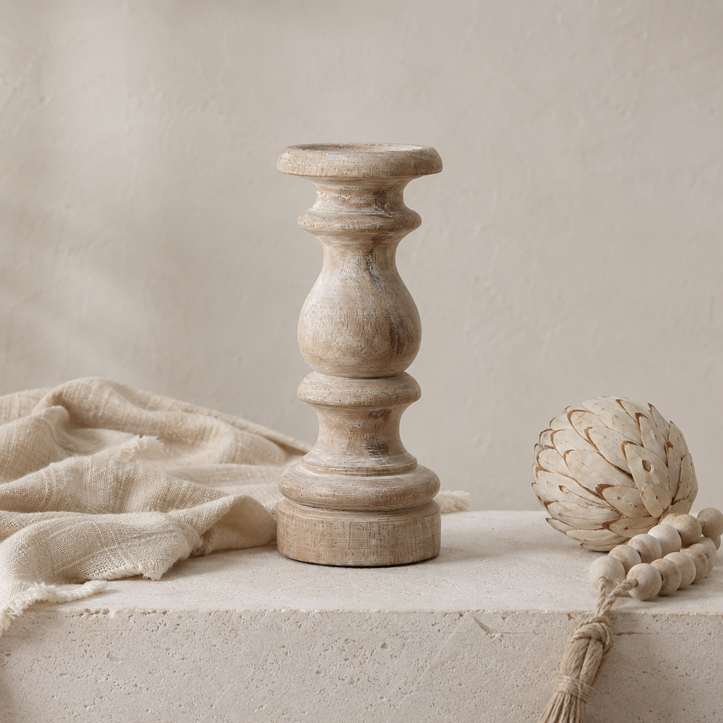 Jenny Candlestick Tall - White Washed