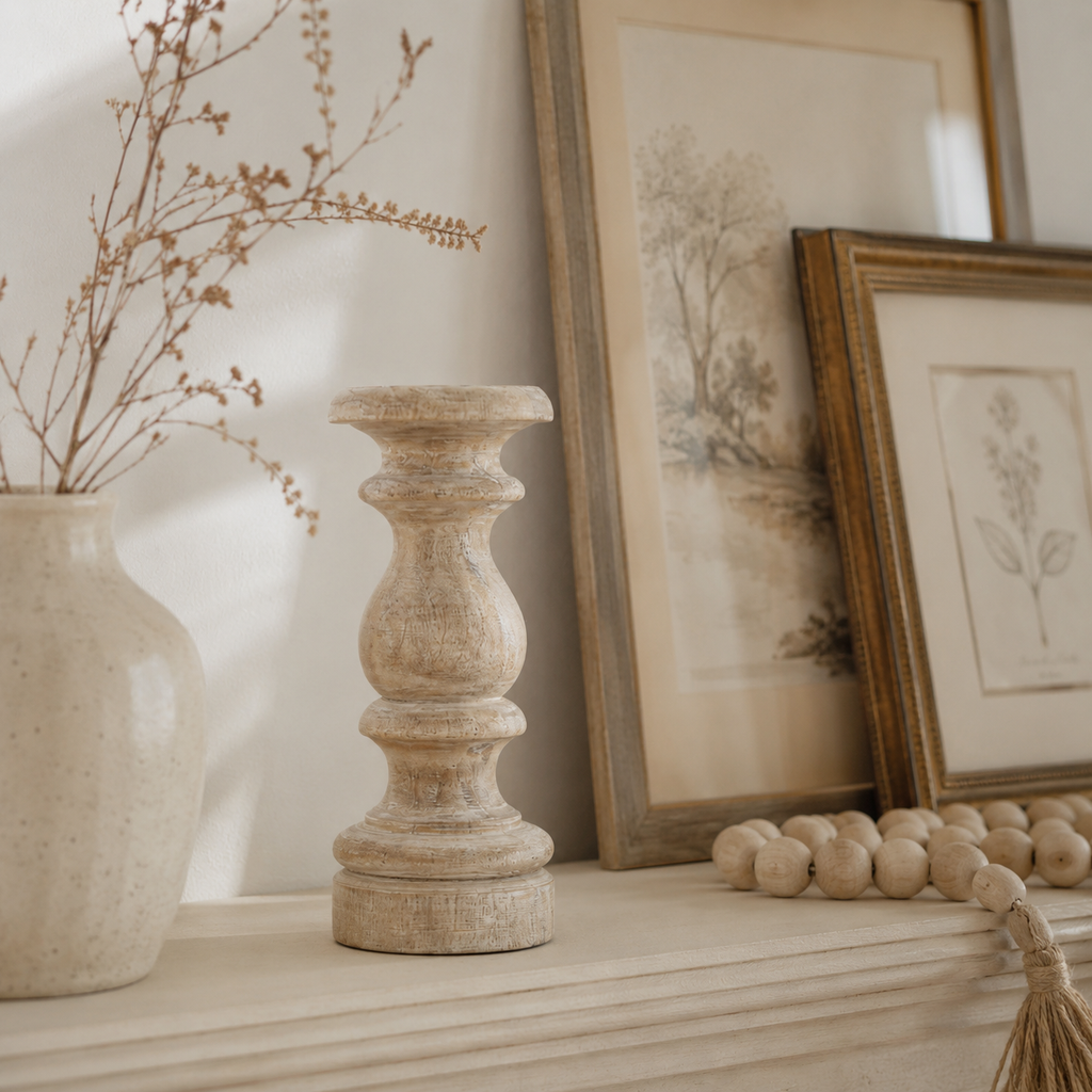 Jenny Candlestick Tall - White Washed