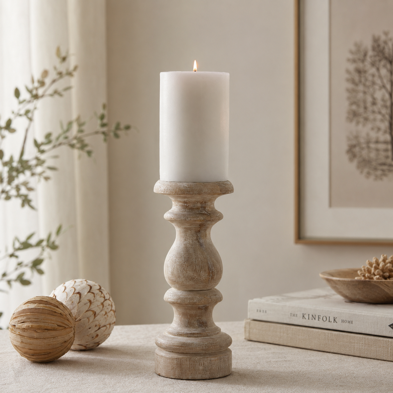 Jenny Candlestick Tall - White Washed