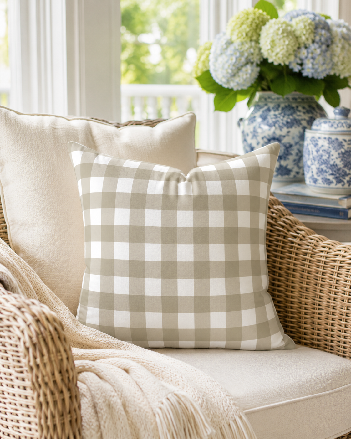 Beige Buffalo Check Pillow | Plaid Throw Pillow, Farmhouse Decor