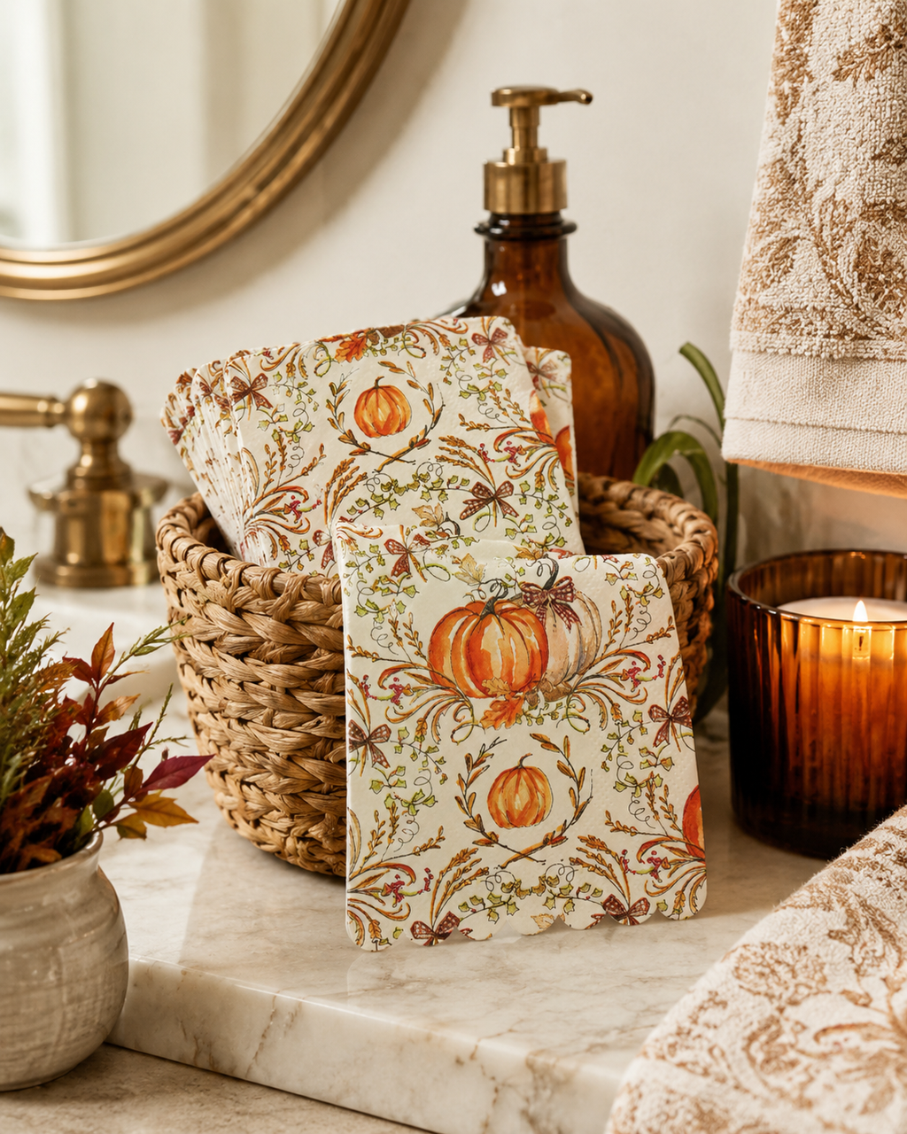 Autumn Gourds Guest Towels/20pk