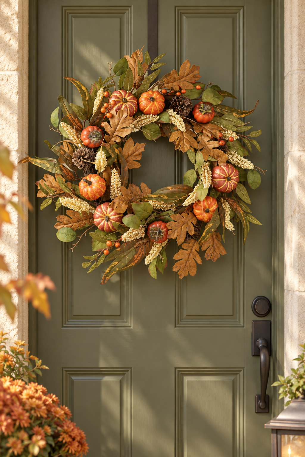 24"D Fall Pumpkin Leaf Floral Wreath