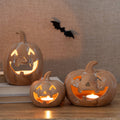 Halloween Pumpkin Candle Holder Set of 3 Resin Decor