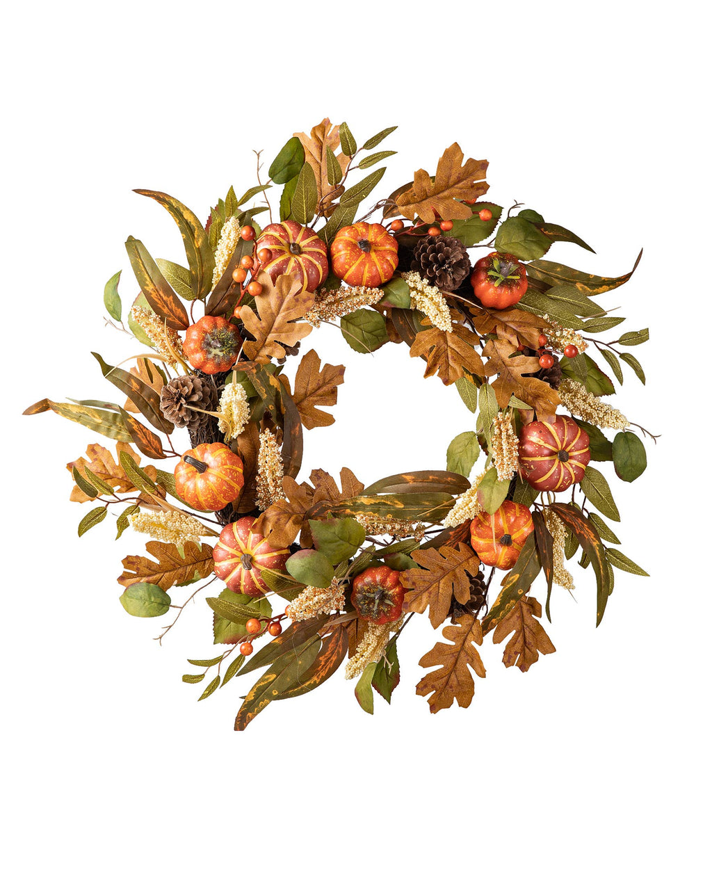 24"D Fall Pumpkin Leaf Floral Wreath